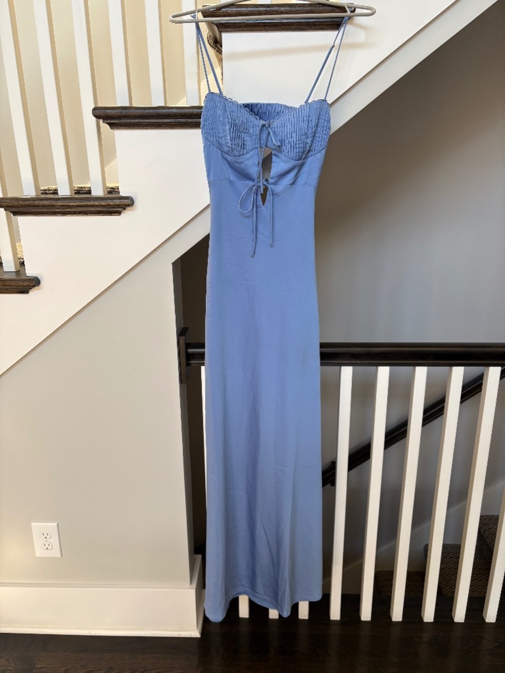 Miss Behave Santa Barbara Blue Maxi Dress Small Spaghetti Strap Ruched Bust